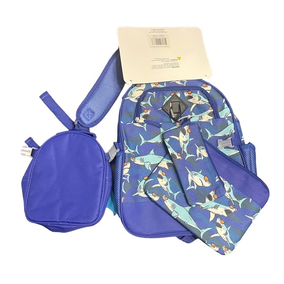 NWT 5PC Set District Planet Shark Backpack - Picture 2 of 7